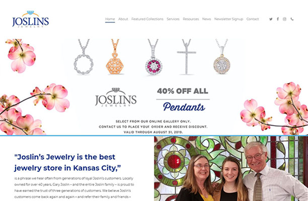 The front page of Joslin's Jewelry