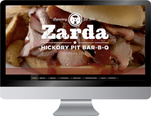 A mock-up website home page landing design for Zarda BBQ