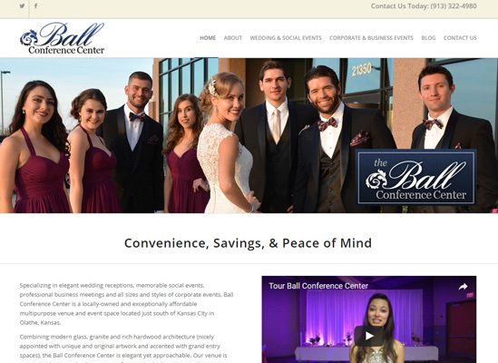 The home page website of Ball Conference Center
